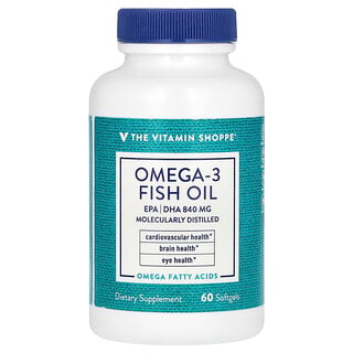 The Vitamin Shoppe, omega-3 魚油，60 粒軟凝膠