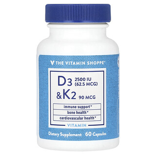 The Vitamin Shoppe, 維生素 D3 和 K2，60 粒膠囊