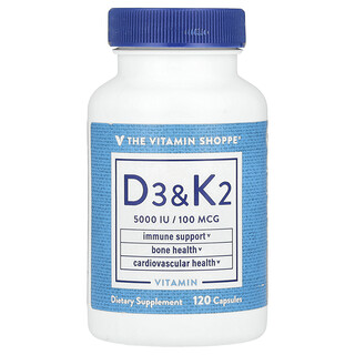 The Vitamin Shoppe, 維生素 D3 和 K2，120 粒膠囊