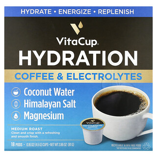 VitaCup, 補水，咖啡和電解質，中度烘焙，18 包，每包 0.16 盎司（4.5 克）