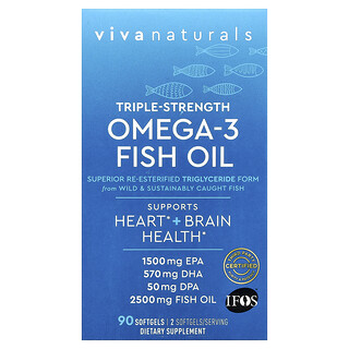 Viva Naturals, Omega-3 魚油，三倍功效，2500 毫克，90 粒軟膠囊