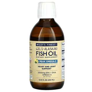 Wiley's Finest, 野生阿拉斯加魚油，Peak 液體歐米伽-3，天然檸檬味，8.45 盎司（250 毫升）