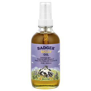 Badger, 腹部舒緩油，玫瑰和香草，4 液量盎司（118 毫升）