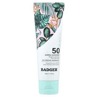 Badger, 日常礦物質抗曬霜，SPF 50+，4 液量盎司（118 毫升）