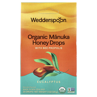 Wedderspoon, 有機麥盧卡蜂蜜潤喉糖，含桉葉和蜂膠，20 塊，4 盎司（120 克）