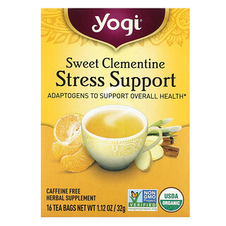 Yogi Tea, 壓力舒緩草本茶，香甜克裡曼丁紅橘味，無咖啡萃取，16 茶包，1.12 盎司（32 克）
