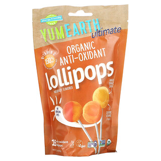 YumEarth, Ultimate，有機抗氧棒棒糖，芒果、橘子、檸檬味，15 根，3.3 盎司（93 克）