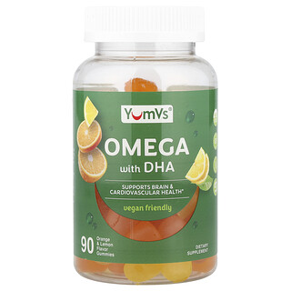 YumVs, 含 DHA 的 Omega 軟糖，橙子和檸檬味，90 粒軟糖