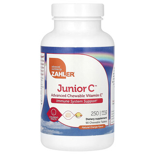 Zahler, Junior C , Advanced Chewable Vitamin C, Natural Orange Flavor, 250 mg, 90 Tablets