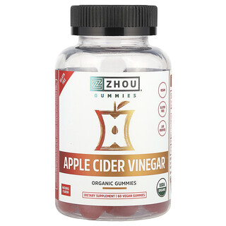 Zhou Nutrition, 蘋果醋純素食軟糖，蘋果味，60 粒裝